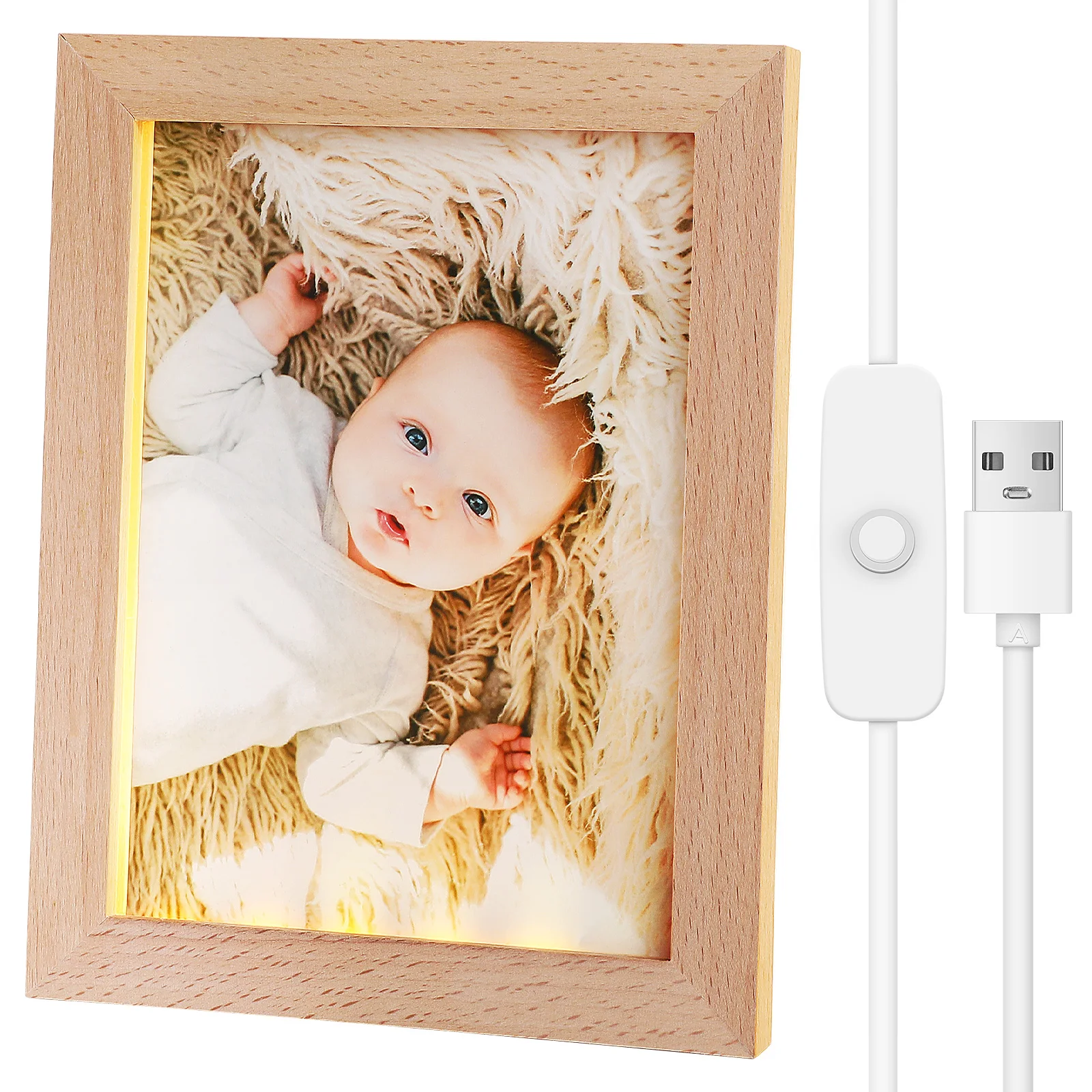 

Led Light Picture Frame Wooden Tabletop Night Light Usb Powered Lighted Photo Display For Home Bedroom Living Room
