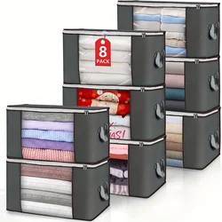 4/6/8pcs Durable Storage Bags with Handles - Foldable Closet Organizer for Clothing, Blankets, Comforters, Bed Sheets, Pillows