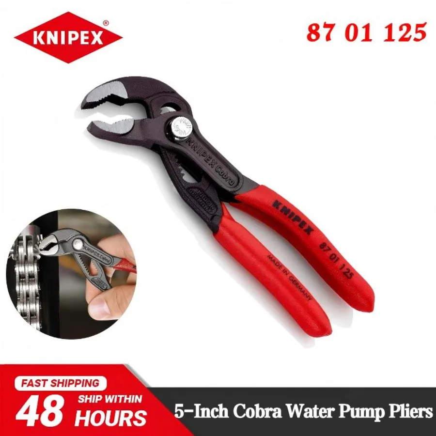

KNIPEX 87 01 125 5-дюймовые плоскогубцы для водяного насоса Cobra — хромованадиевая сталь, быстрорегулируемая, нескользящая для труб/гайек