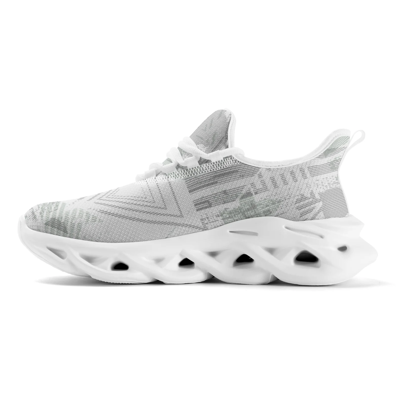 Custom Shoes Boy's Casual Sneakers Geometric Patterns Lightweight Walking Running Shoes Mesh Lace Up Footwear EUR36-48