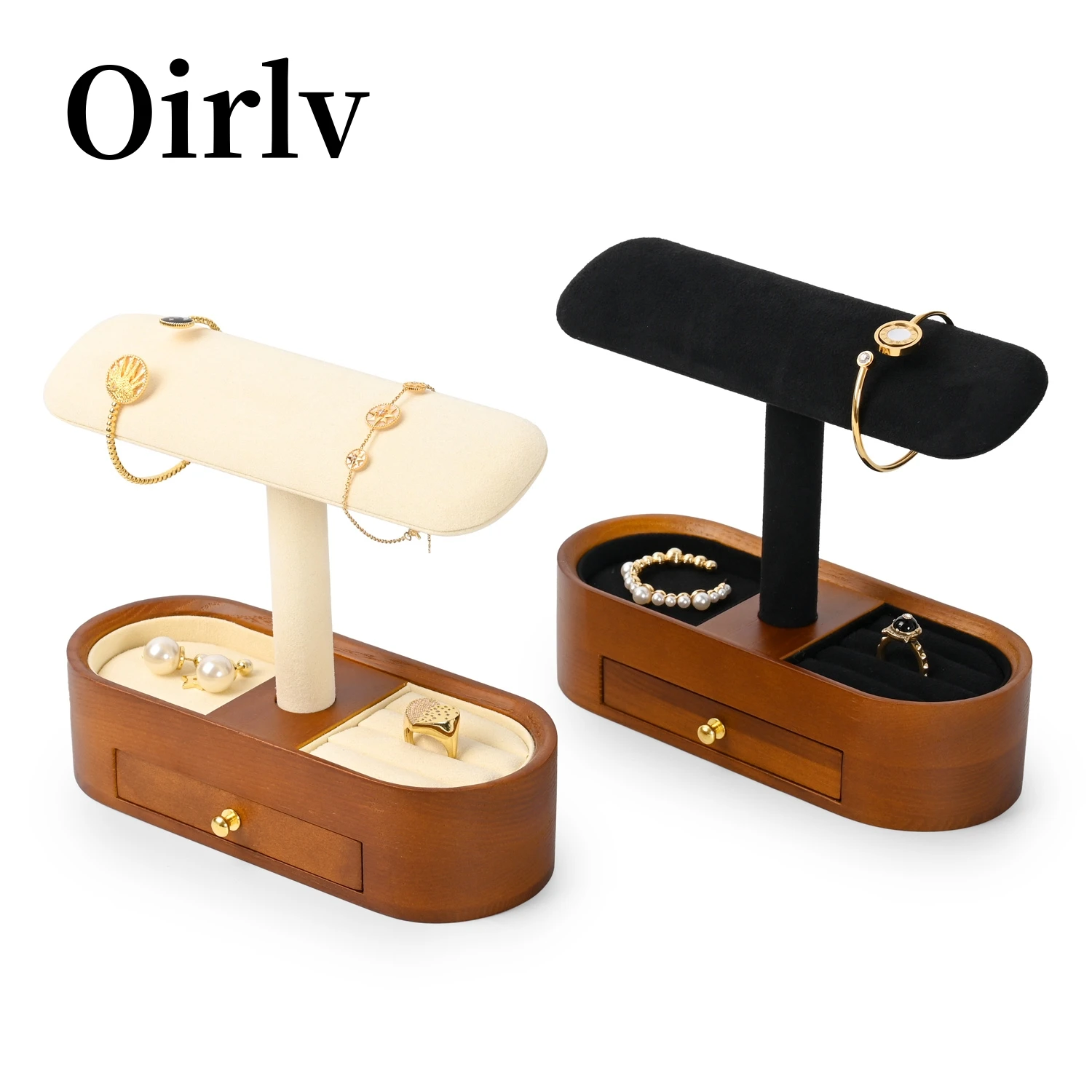 

Oirlv Wooden Ttype Jewelry Display Stand Ring Earring Bracelet Watch Stand Jewelry Organizer Solidwood T-Type Watch Holder Stand