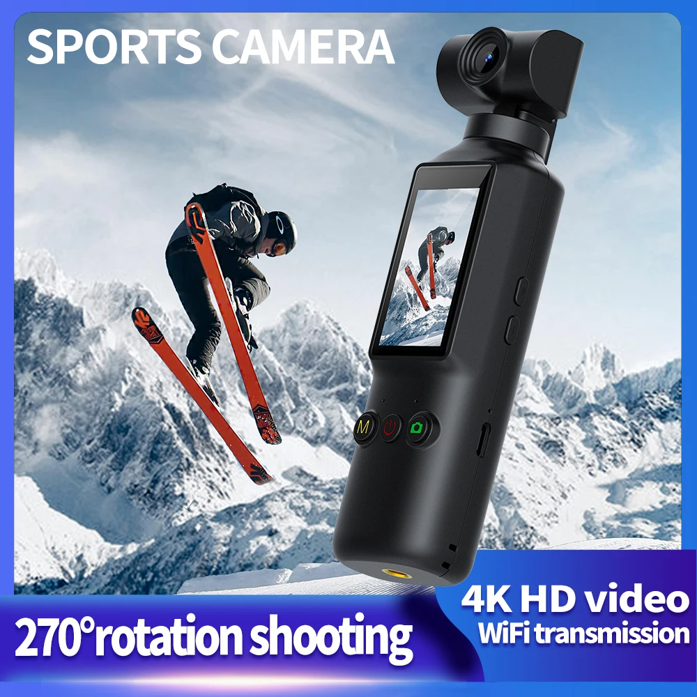 

4K Handheld Pocket Sport Camera 1.99 Inch Screen 270° Rotation Mini Video Audio Pocket Camera for Cycling Meeting Daily Record