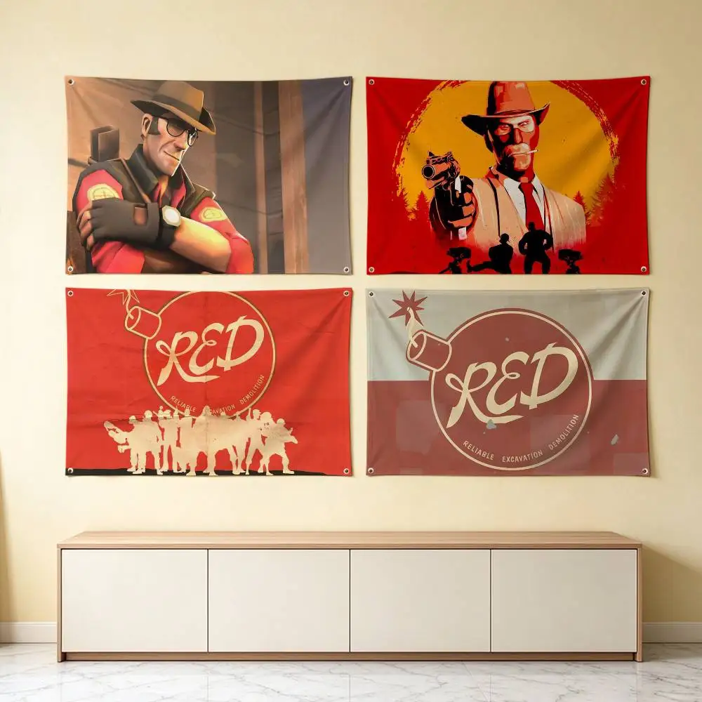 T-Team Fortress 2 Red  Flag Suitable For Party Club Outdoor Interior Wall Decoration Banner Fans Gift