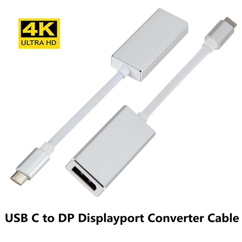 Кабель-переходник с USB C на DisplayPort 4K для монитора порта дисплея, переходник Type-C на DP, совместимый с ноутбуком Thunderbolt3/4