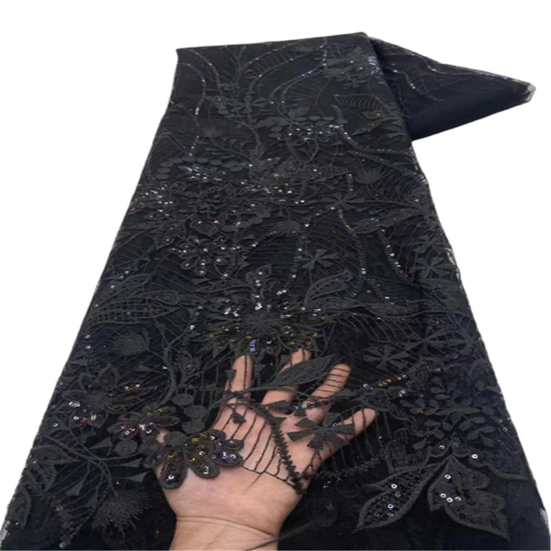 

Latest Embroidery African Lace Fabric 5 Yards High Quality Nigerian Women Wedding Asoebi French Tulle Lace Material 2023 X99-4