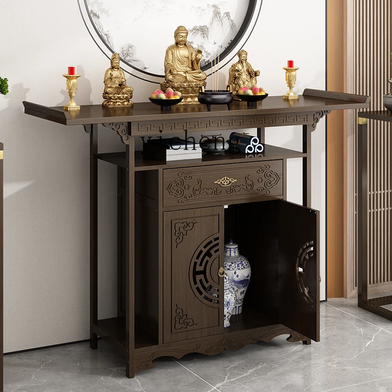 v5 Altar Incense Case Buddha Table Guanyin Bodhisattva God of Wealth Living Room Chinese Style Strip Case Entrance Incense Table