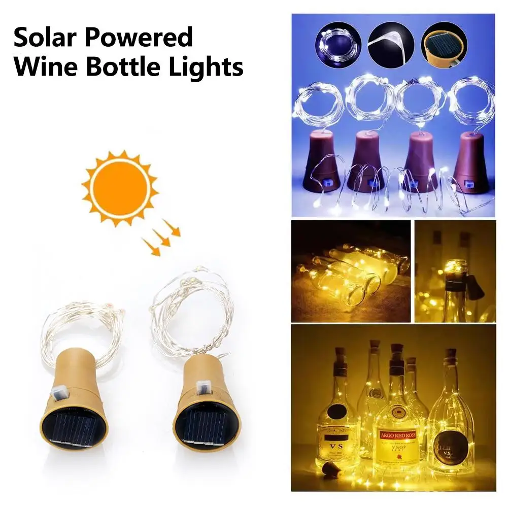 1PCS LED Solar Powered Bottle Stopper Light String Solar Outdoor Lights Garland Room Decoration Party Tree Wedding Decor