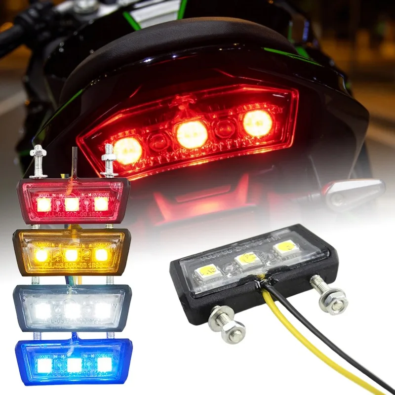 Indicators Rear Tail Lamp Universal Motorcycle License Plate LED Light Waterproof 12V Motorcycle License Light Motorbike Parts