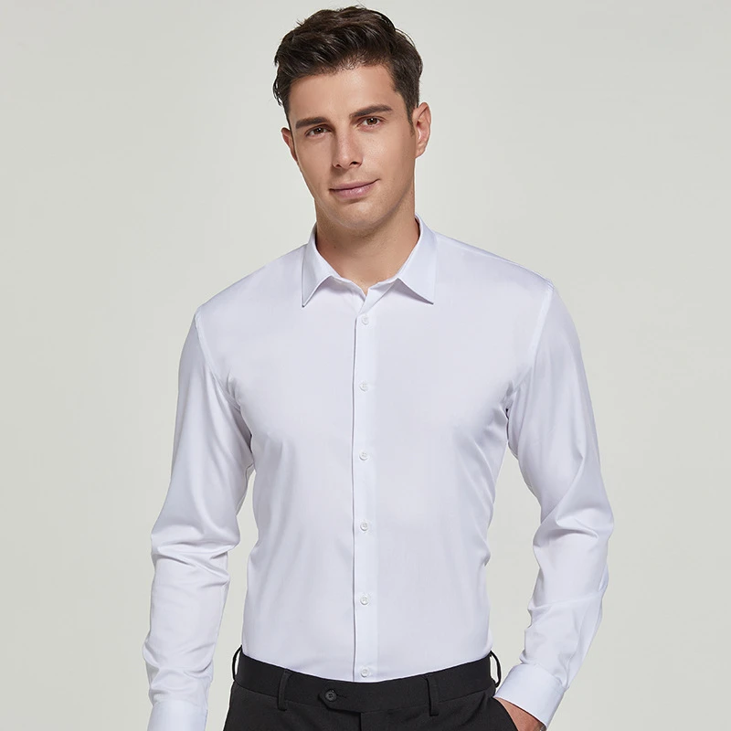 ブラウン-男性用長袖シャツ,ビジネスとカジュアル,無地,ファッション,作業服,春と秋,2020