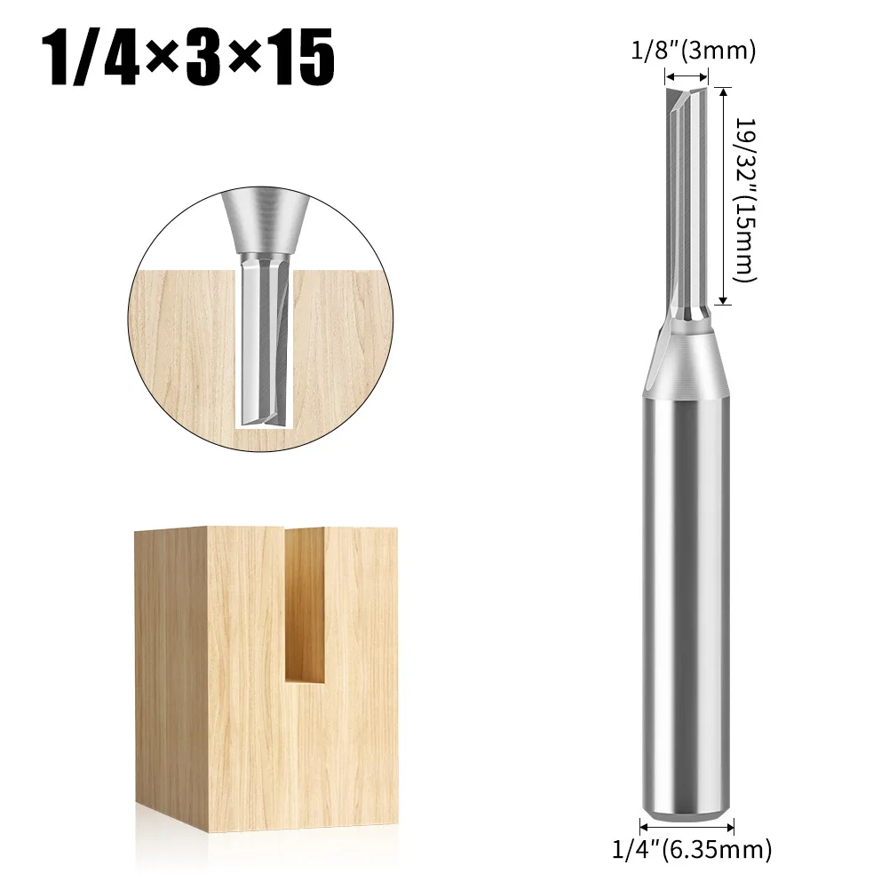 1/4mm Handle TCT Straight Cutter Woodworking Milling Cutter Trimming Machine Slotting Cutter Right Angle Cutter