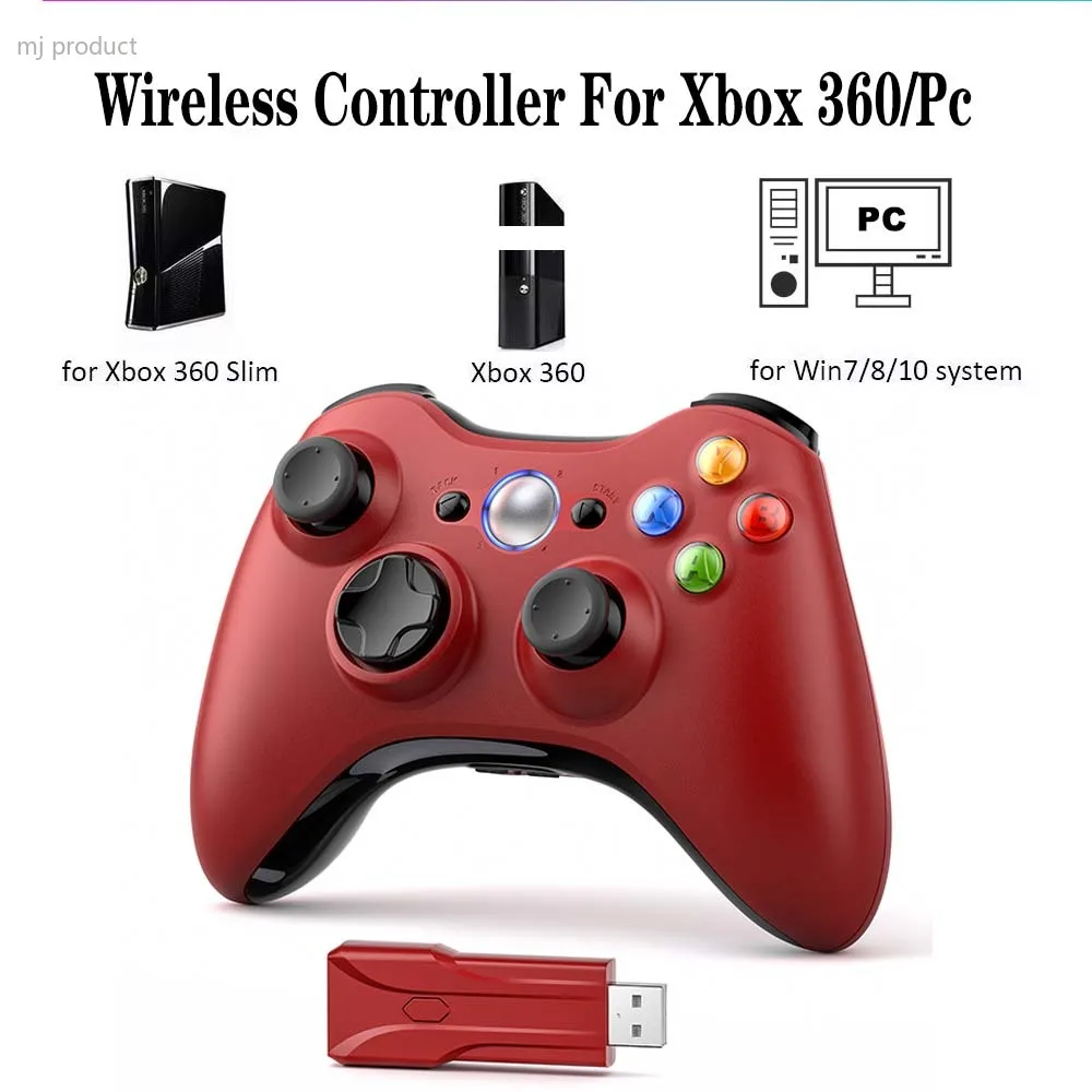 

Беспроводной контроллер Xbox 360 для Xbox 360/Slim/Elite/Winodow/ПК, геймпад для видеоигр, 6-осевой джойстик, двойная вибрация, 2,4G для игр