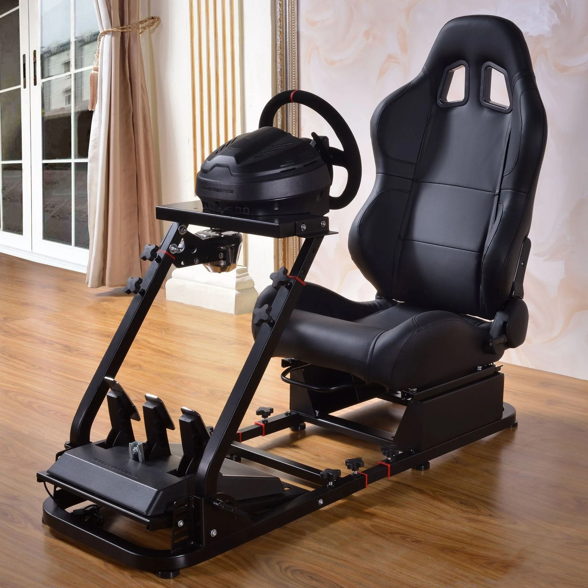 Racing Game Seats With Simulated Steering Wheel Mounts On The Ps5