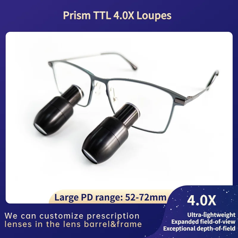 New Arrival Burite TTL4.0X Loupes Titanium Frame Through The Lens 4X Dental Medical Surgical Loupes Prism TTL