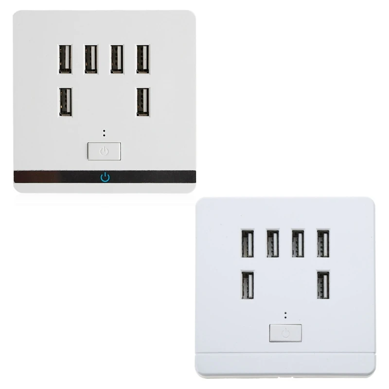 3.4A 6 Port USB Wall Outlet Power Receptacle Socket Plate Panel