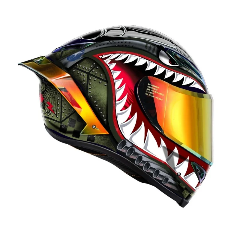

Custom Painted Carbon Fiber Full Face Helmet Glossy Surface Treatment Unique Personal Style Motorcycle Helmet