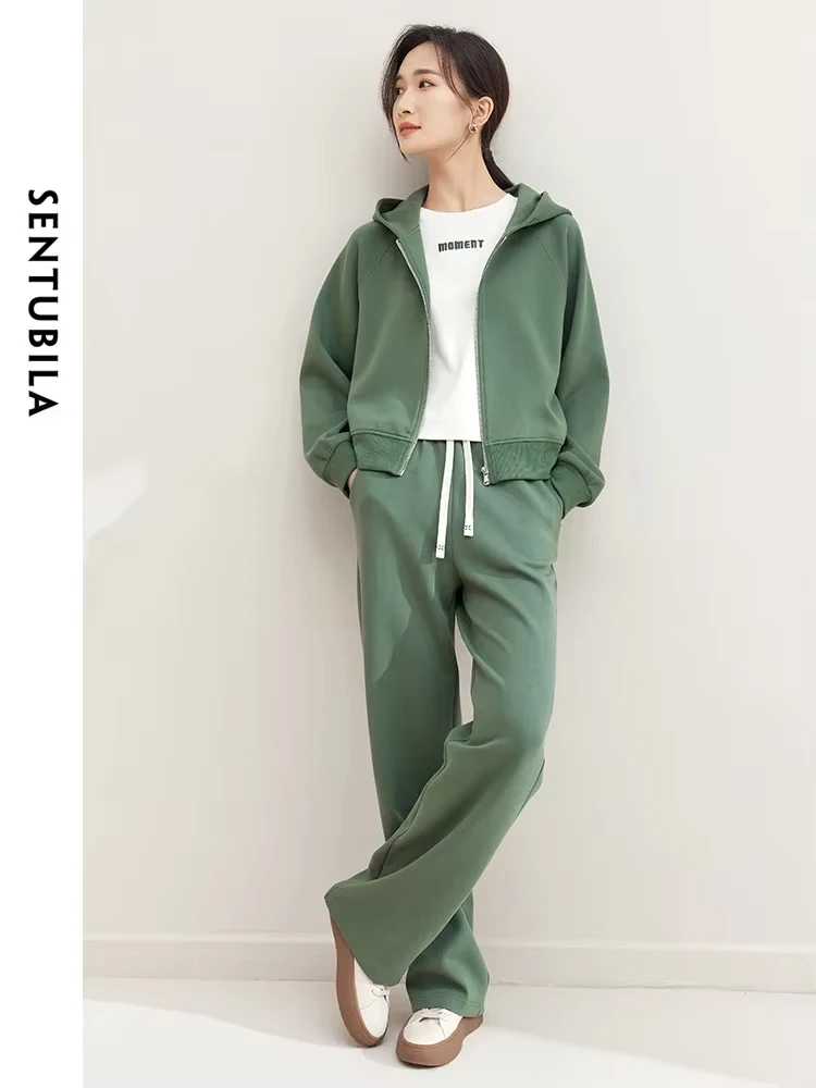 SENTUBILA Autumn Casual Tracksuit Pant Sets for Women 3 Pieces 2024 Hoodies Sweatshirt Jacket Vest Top Sweatpants Set 143Z58002X