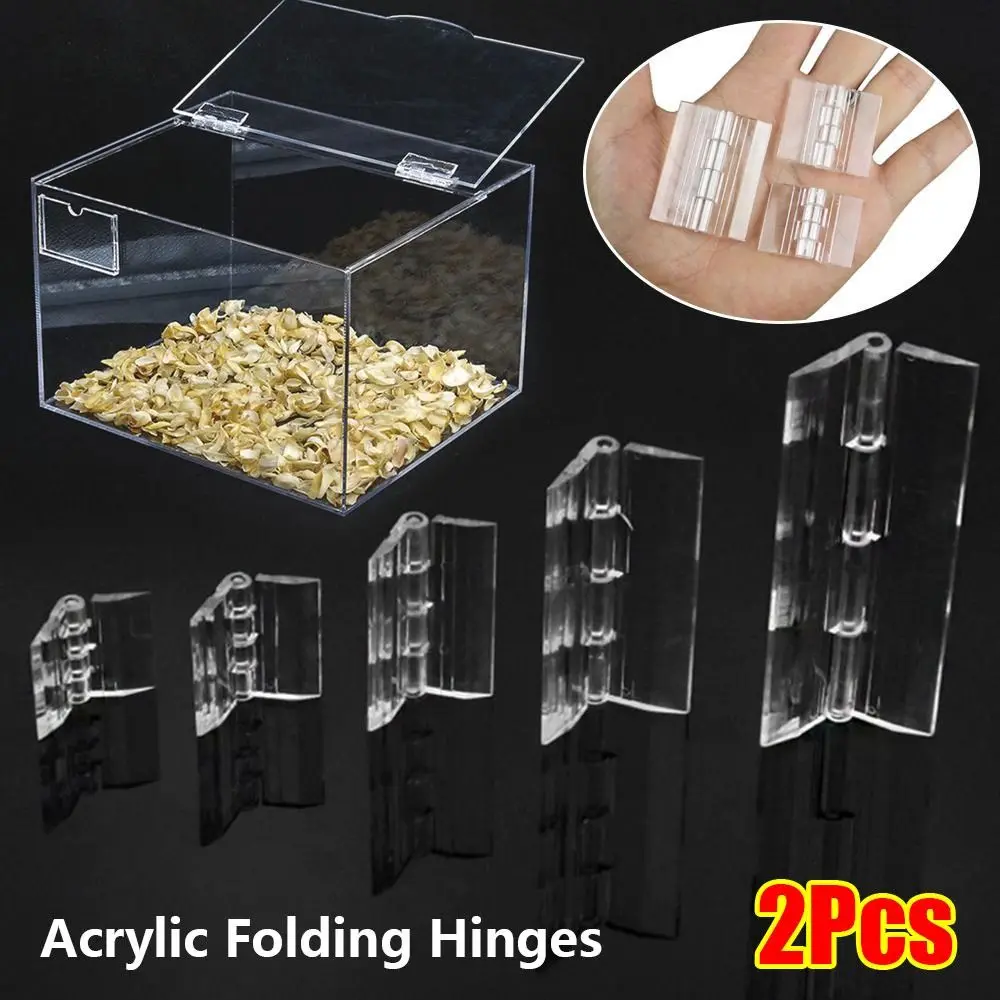 2Pcs Durable Transparent Plastic Folding Hinge Clear Foldable Door Hinges Acrylic 270 Degree Furniture Hardware Cabinet Door