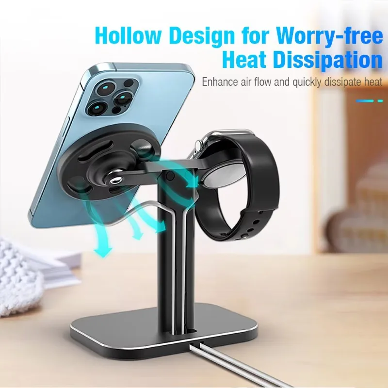Watch Phone Holder Stand for Magsafe  Apple Watch Adjustable Aluminium Alloy Bracket for iWatch iPhone 13 12 Pro Max Mini