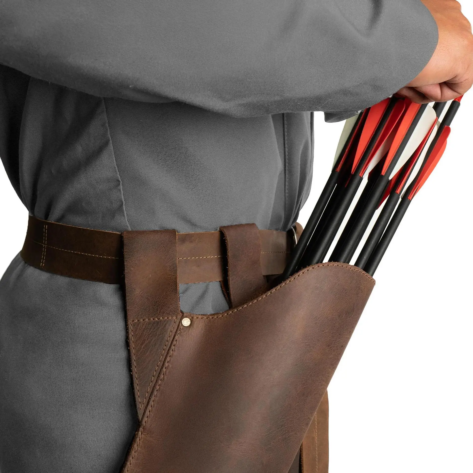 American Vintage PU Leather Archery Waist Quiver Outdoor Hunting Shooting Training Arrow Holder Carry Storage Pouch Accessory