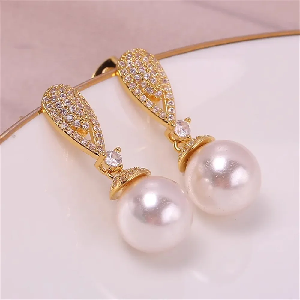 Gold Plated Pearl Earring Settings, DIY Jewelry Making Supplies, Blank Ear Stud Bases for Handmade Accessories, 1pair No Pearl
