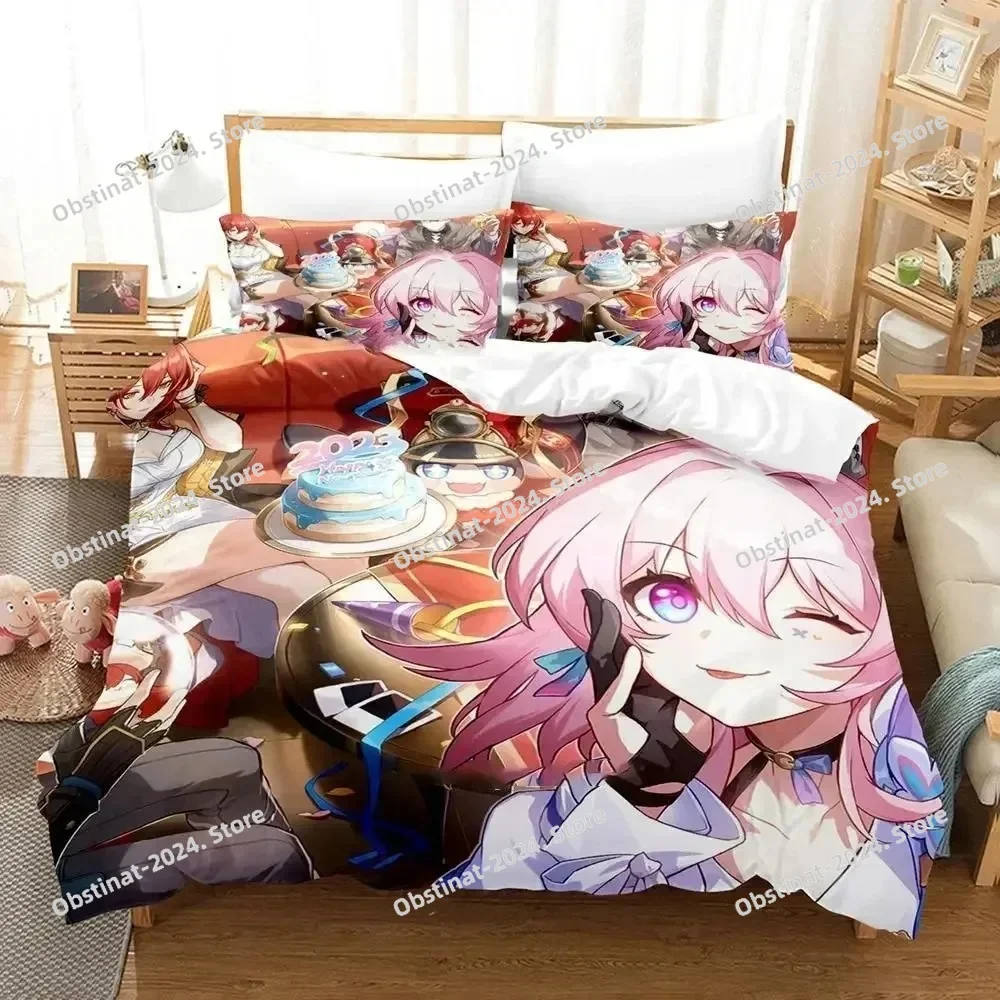 

Anime Honkai Star Rail Bedding Set Printed single Comforter Quilt Bed Cover Duvet Cover Pillow Case 3 Pieces Set Kids Adult Size