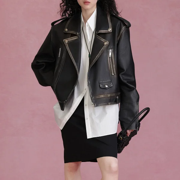 Chaqueta Medieval de cuero de vaca auténtico para hombre y mujer, nuevo estilo, 2023