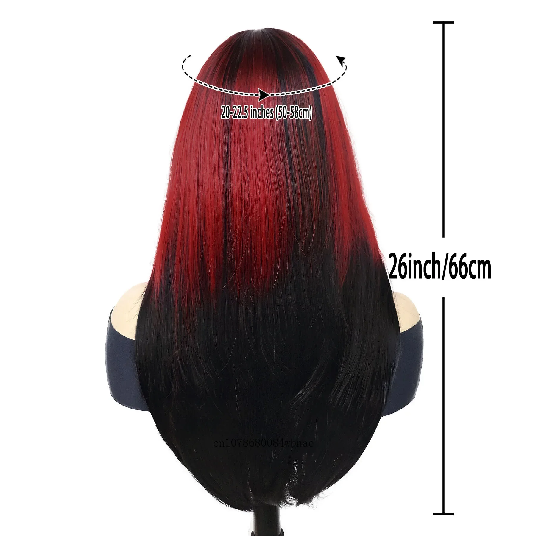 Pelucas completas sintéticas a la moda para mujer, peluca larga recta roja y negra ombré, aspecto Natural, fiesta diaria, Cosplay de Halloween