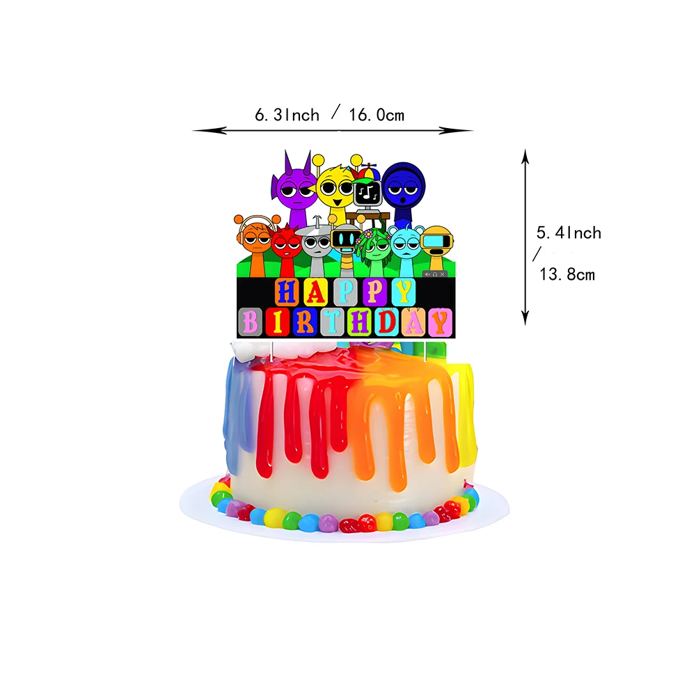 Incredibox Sprunki Theme Decorations Banner Cupcake Topper Set بالون للأولاد والبنات والأطفال والكبار وحفلات أعياد الميلاد