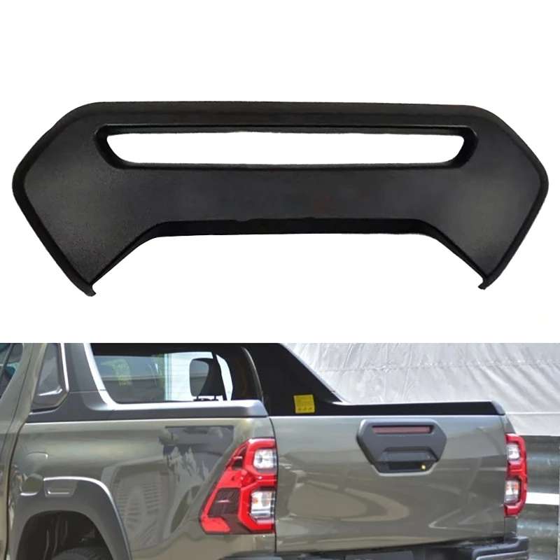 1Pcs Car Tail Gate Brake Light Cover Matte Black Tailgate Plate Cover Rear Door Cover Handle For Toyota Hilux Rocco 2021+