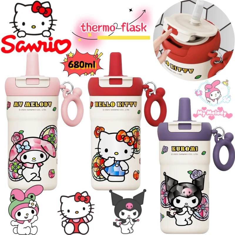 

Sanrio Hello Kitty Cinnamoroll My Melody Kuromi insulated cup creative high-quality printed portable large-capacity coffee mug