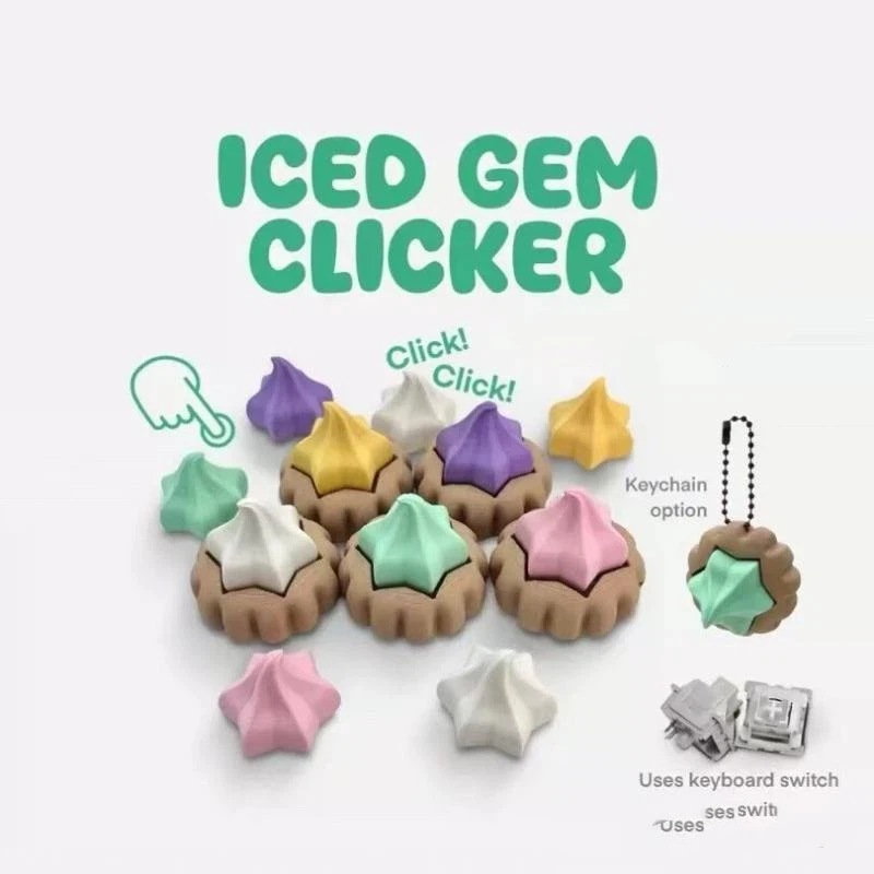 3D Printed Ice Cream Clicker Fidget Toy With Satisfying Click Sound And Keychain Perfect For Stress Relief Kids And Adults