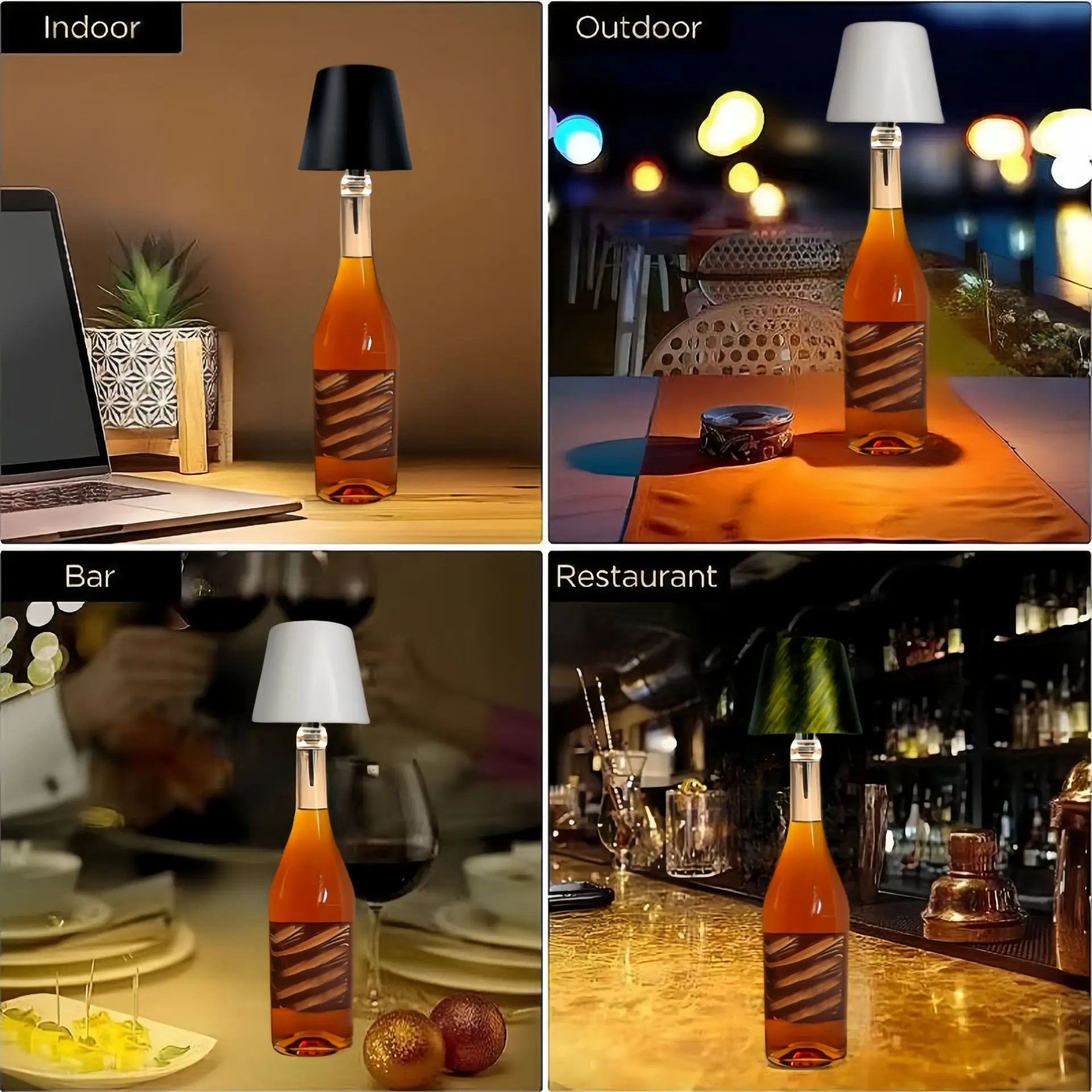 

Настольная лампа-бутылка с USB-зарядкой, сенсорным управлением, 3 режимами цвета и плавной регулировкой яркости, ночник, подходит для баров, винных бутылок, настольных светильников