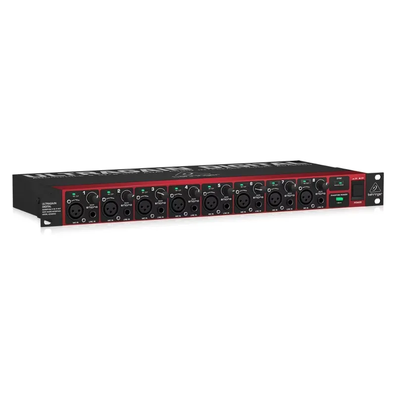Interfaz de Audio ADAT Behringer ADA8200 de 8 Entradas/8 Salidas con 8 Preamplificadores de Micrófono Midas, Equipo de Estudio, Compatible con Tarjeta de Sonido UMC1820