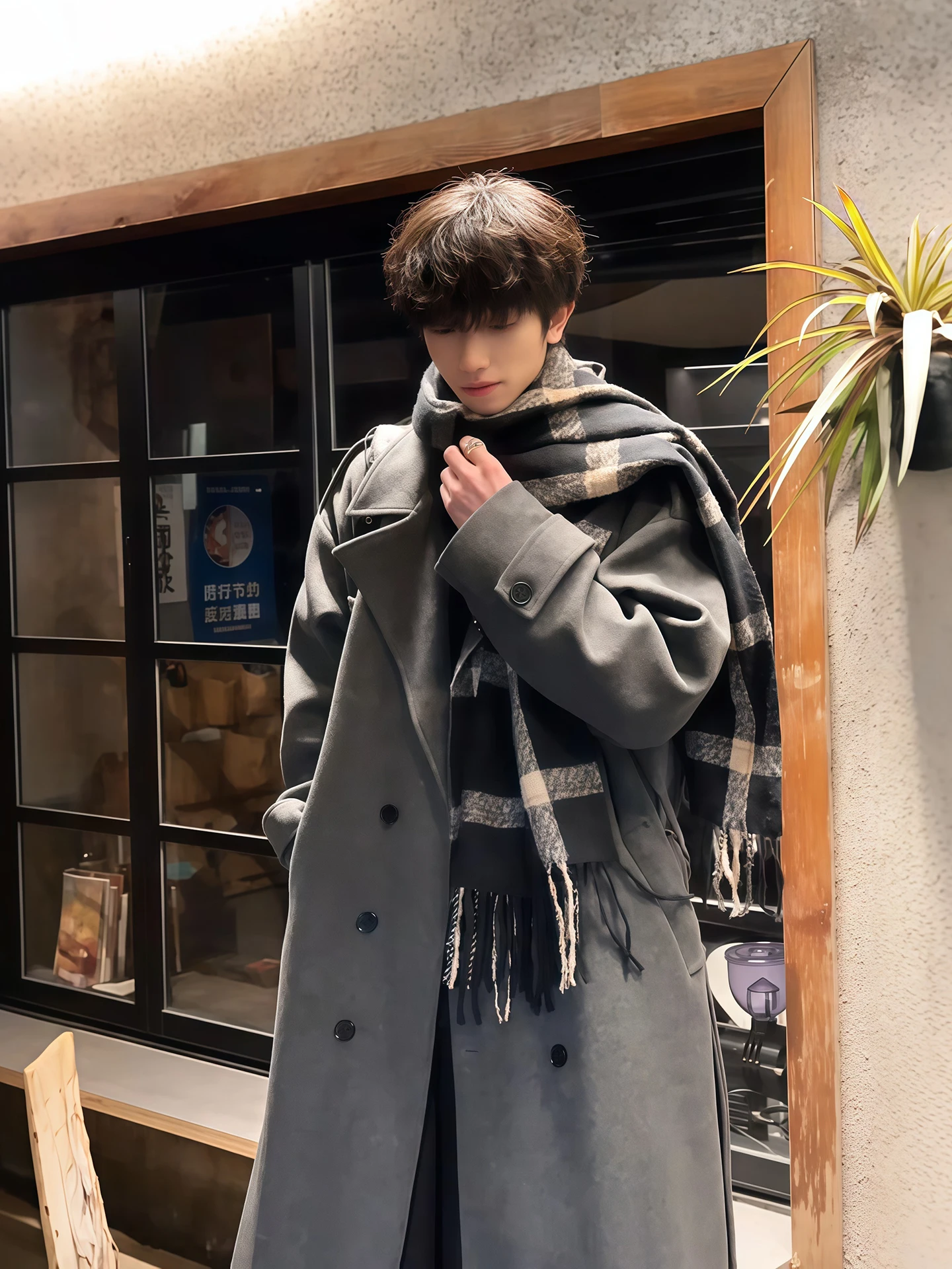 

ay Woolen Men's Coat Double-breasted Suit Collar Windbreaker Outerwear Mid-length Briti Sle Autumn Winter Faion Coat