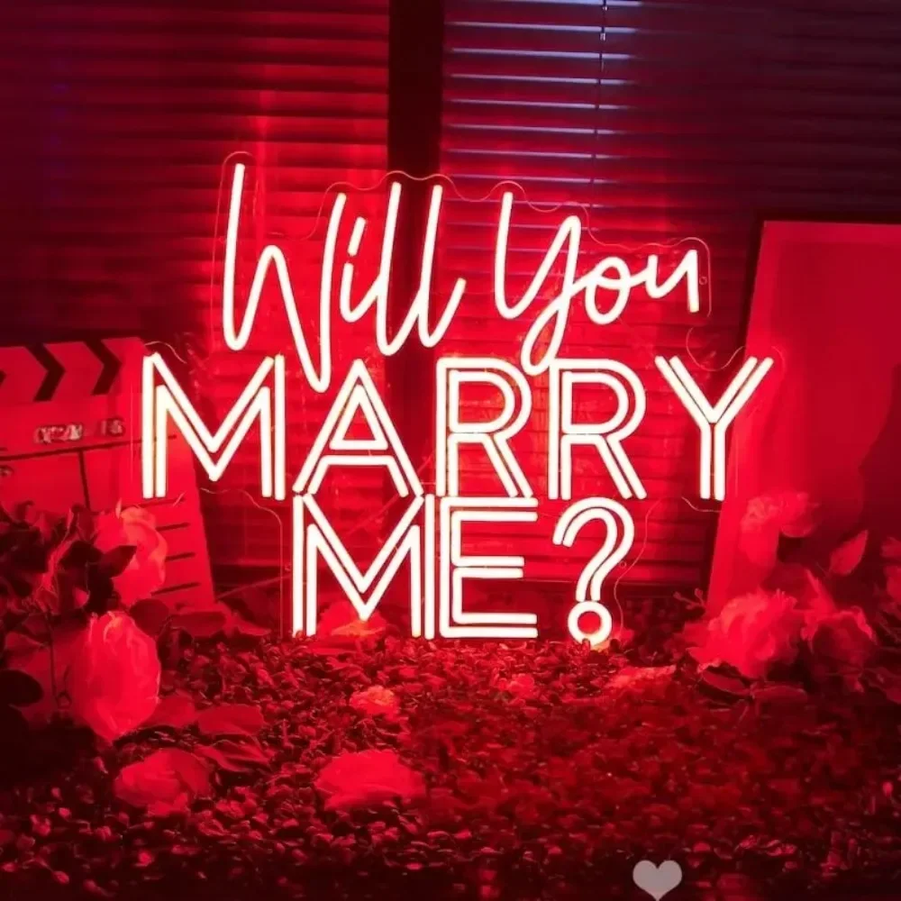 

Will You Marry Me Neon Sign, Romantic Wedding Sign, Personalized Gift for Her, LED Neon Light for Anniversary, Valentine's Day
