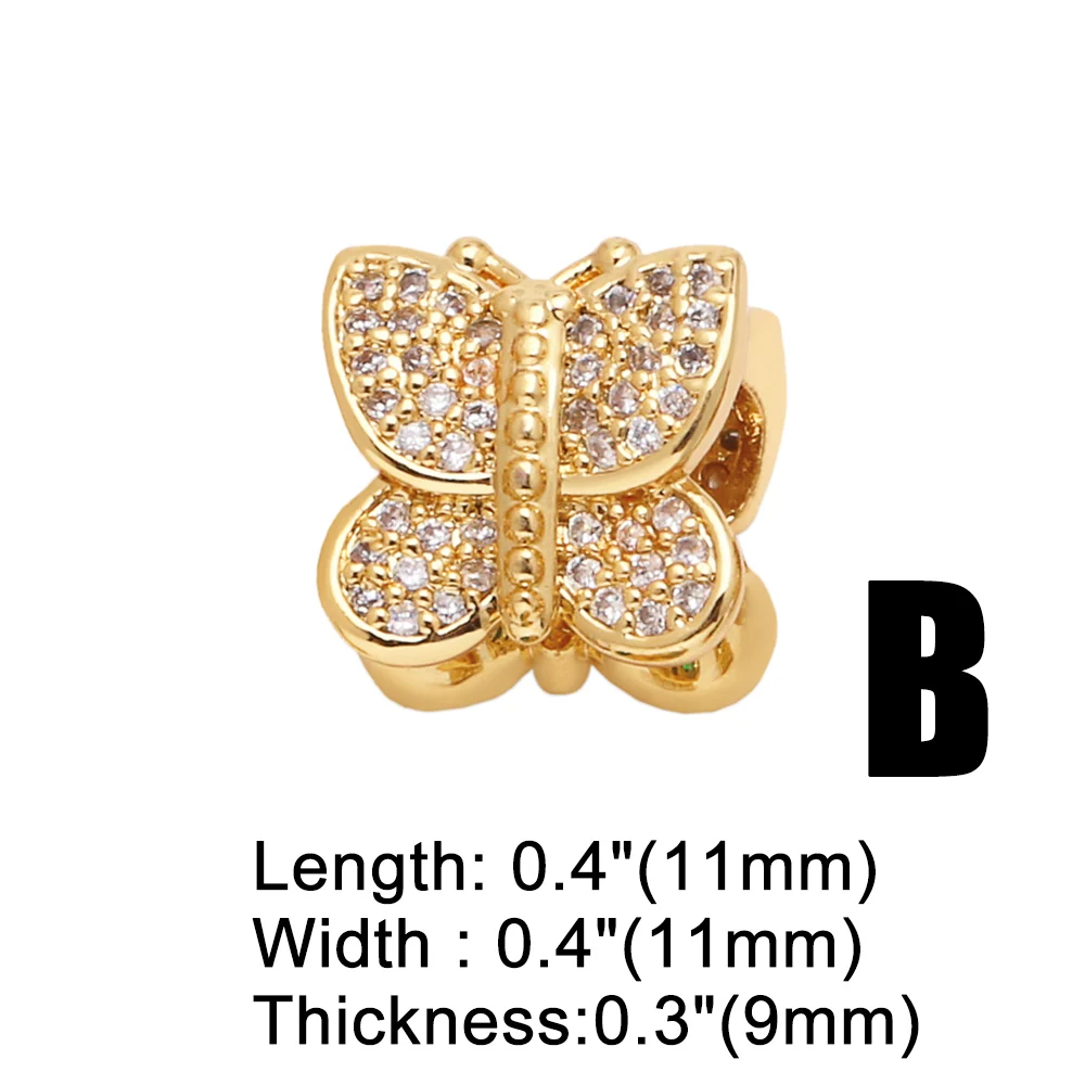 OCESRIO Green Crystal Rectangle Heart Charms for Bracelet Copper Gold Plated CZ Butterfly Star accesorios de joyería chma287