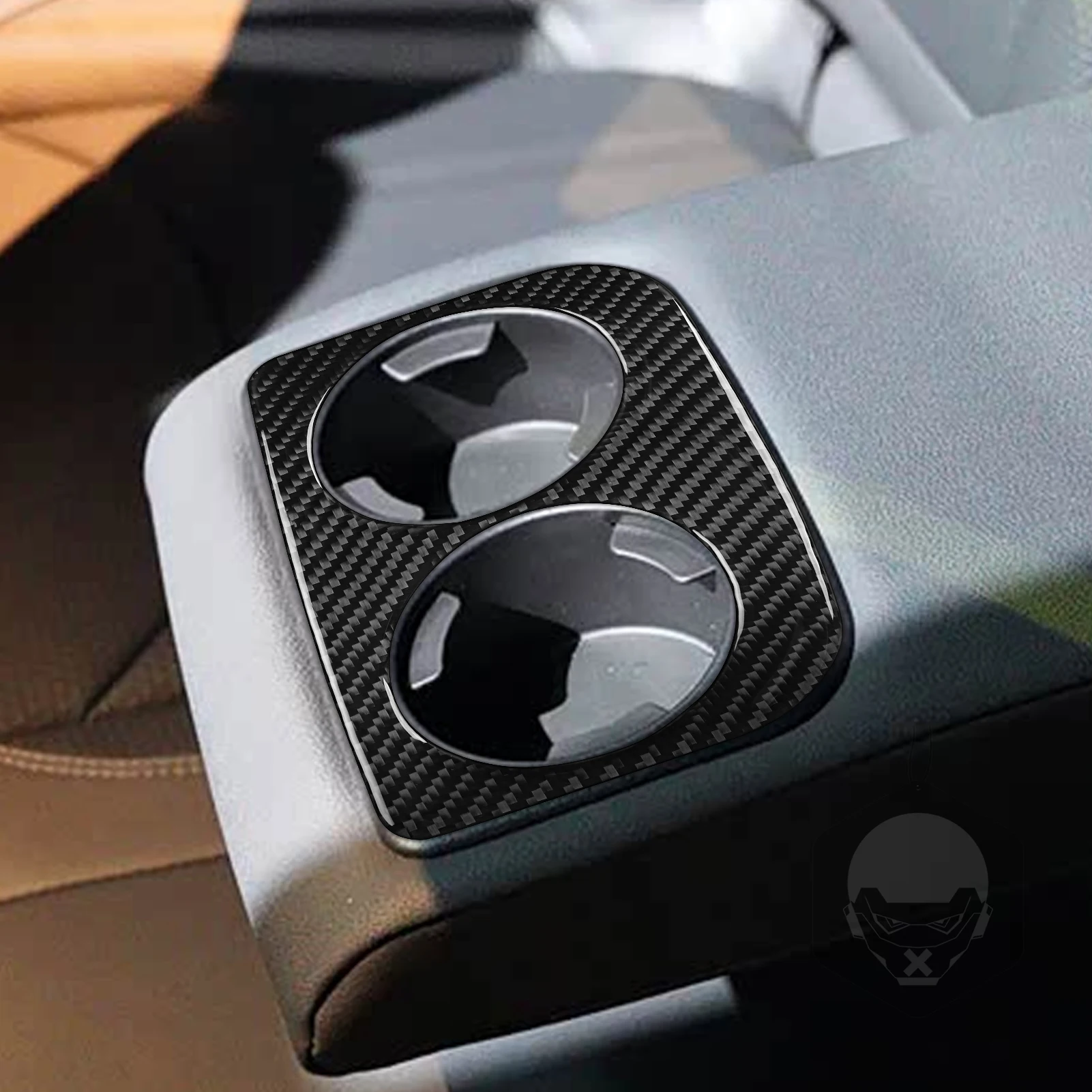 Real Carbon Fiber Car Accessories Rear Cup Holder Trim Cover Soft Sticker For Subaru Forester SK 2019 2020 2021 2022 2023 2024 view 2