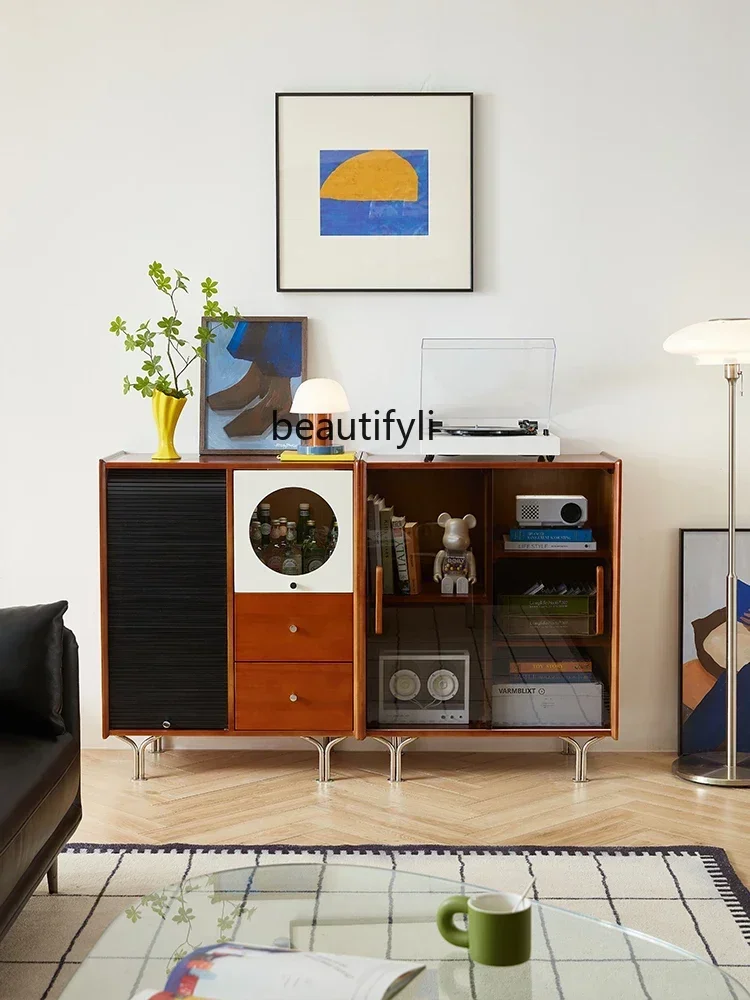 

LJY12Medieval style dining side cabinet integrated against the wall tea bucket cabinet storage entrance porch rack