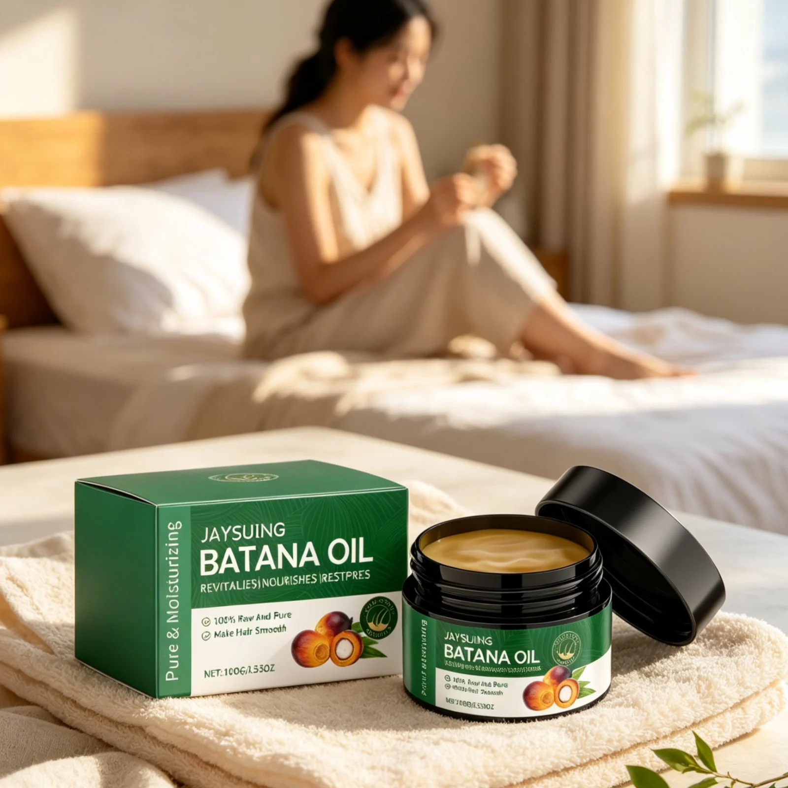 JAYSUING Batana Protective Hair Oil Deep Moisturizing Scalp Smoothing Frizz Hair Repair Split Ends Mild Batana Nourish Balm 100g