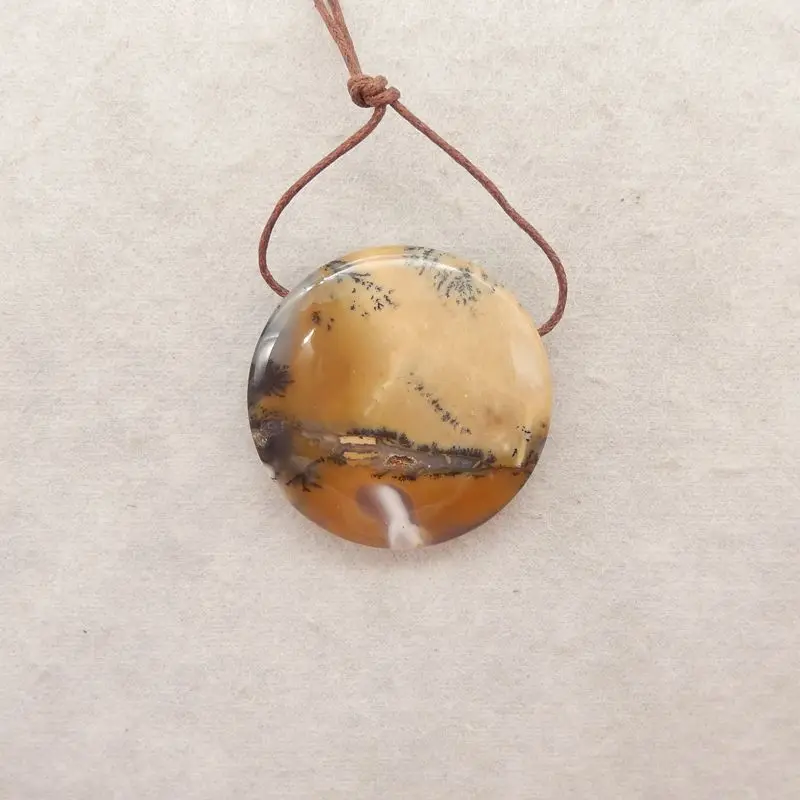 

Круглый кулон Chohua Jasper, натуральный драгоценный камень землистого тона, ландшафтные узоры, ремесленные украшения в деревенском стиле 40x40x10 мм-25,4 г