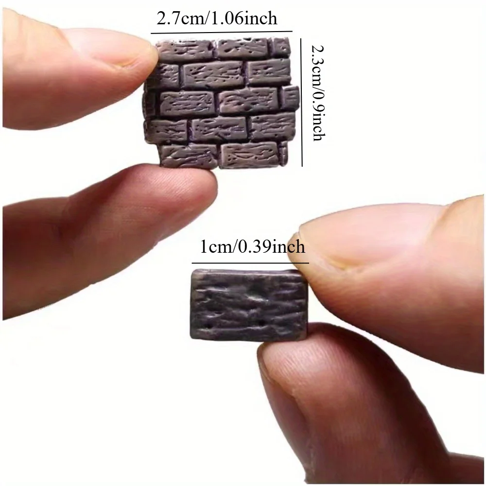 10pcs Miniature Bricks, Landscape Realistic Micro Landscape Bricks Decor for DIY Sand Table Scene Mini House Accessory
