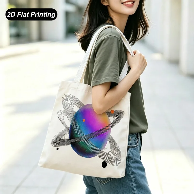 1PC【Tote Bag】New large-capacity tote bag，2DFlat effect，15.7in*13.8inSize，Gradient pattern，Suitable shopping、Daily Com
