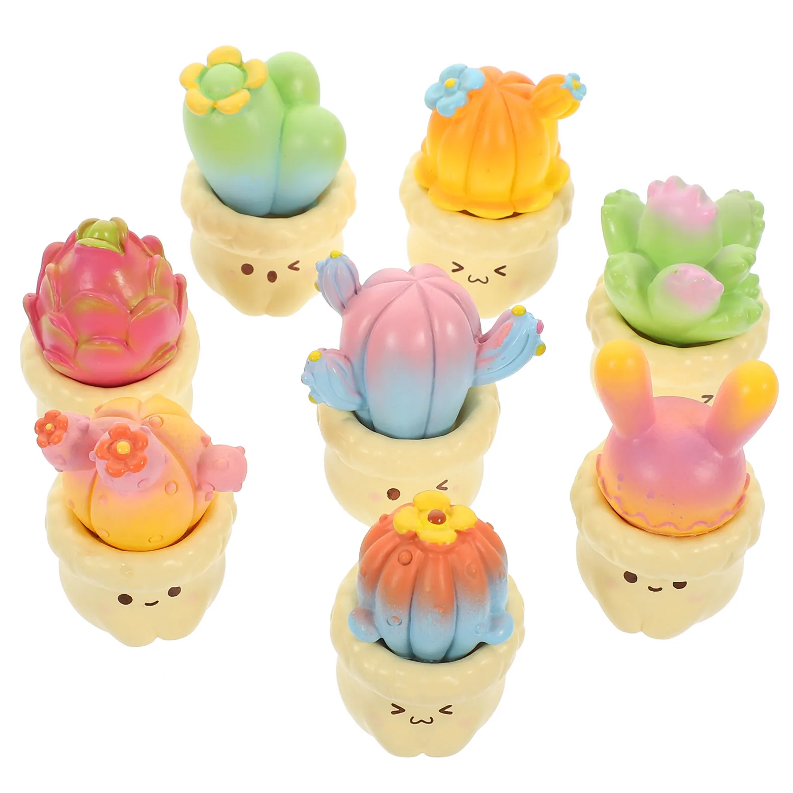 

8 Pcs Artificial Cactus in Pot Small Desk Plant Faux Plants for Indoors Decorative Flowers Desktop Decor Resin Material