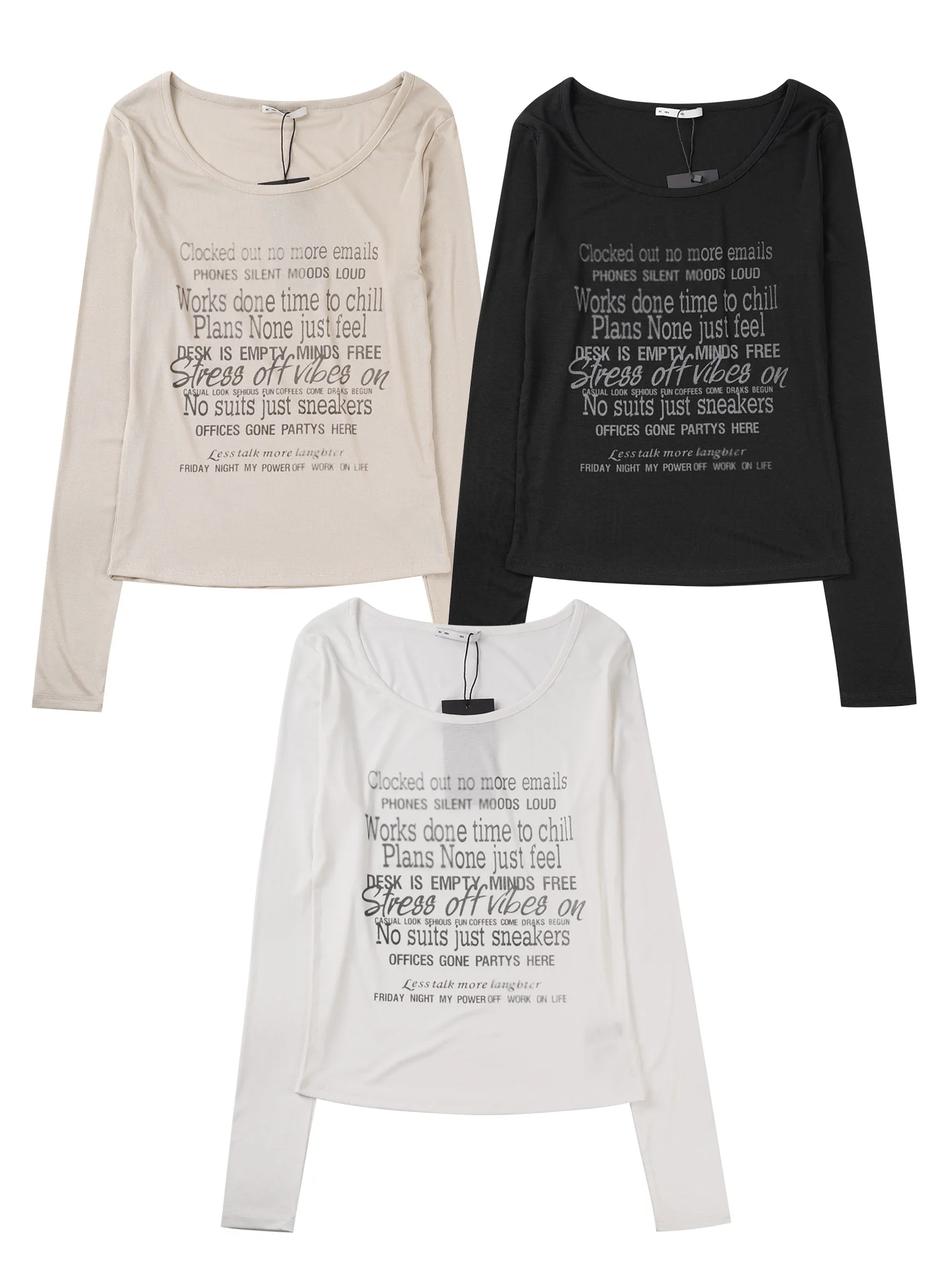 

Sugar Home American Hot Girl Style Long Sleeve T-Shirt Women round Neck Micro Transparent Base Shirt Top Letter Print Slim Fit
