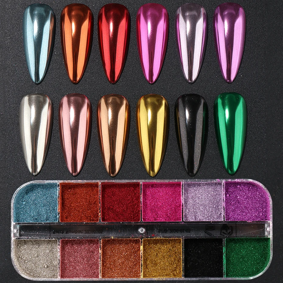 24 Farben Magischer Spiegel-Nagelglitzer Sommer Chrom Rosa Gold Silber Pigmentflocken Y2K Metallischer Effekt DIY Reibstaub – Detail 10
