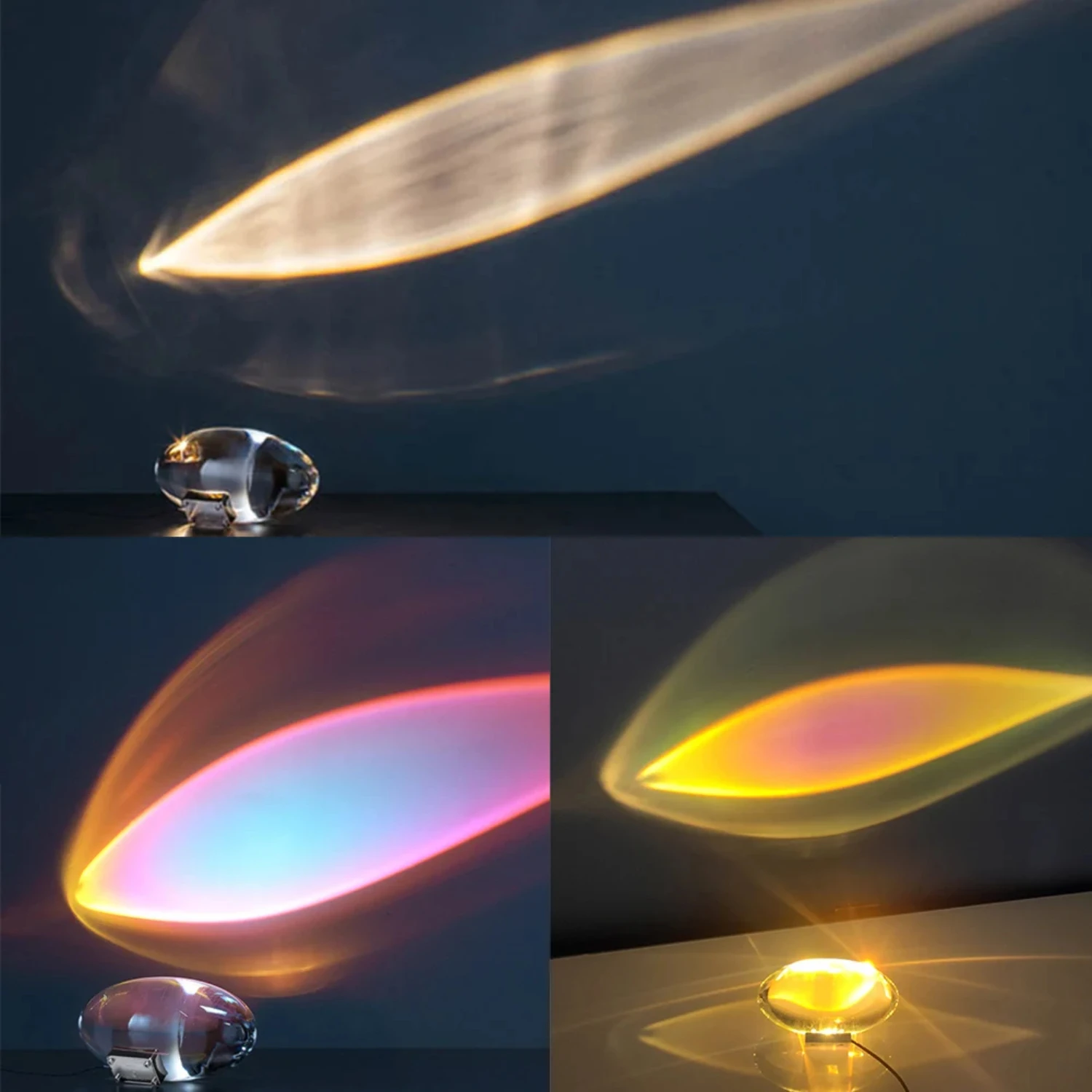 Italian Crystal Sky Eye Table Lamp - Exquisite Designer Bedside Projector with 3 Color Ambient Night Light - Stunning Italian Cr