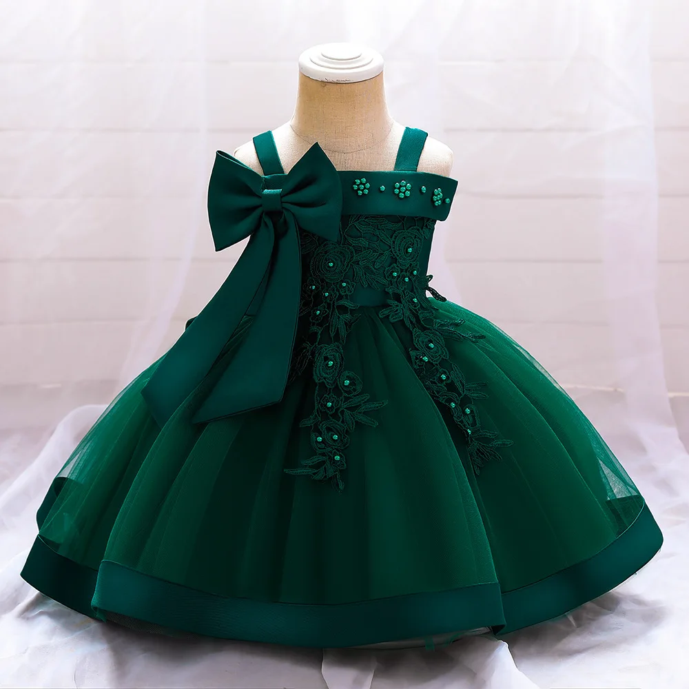 6 12 24 36 Months Baby Girls Dress Big Bow Wedding Party Elegant Little Princess Dress Kids Birthday Present Christmas Vestidos