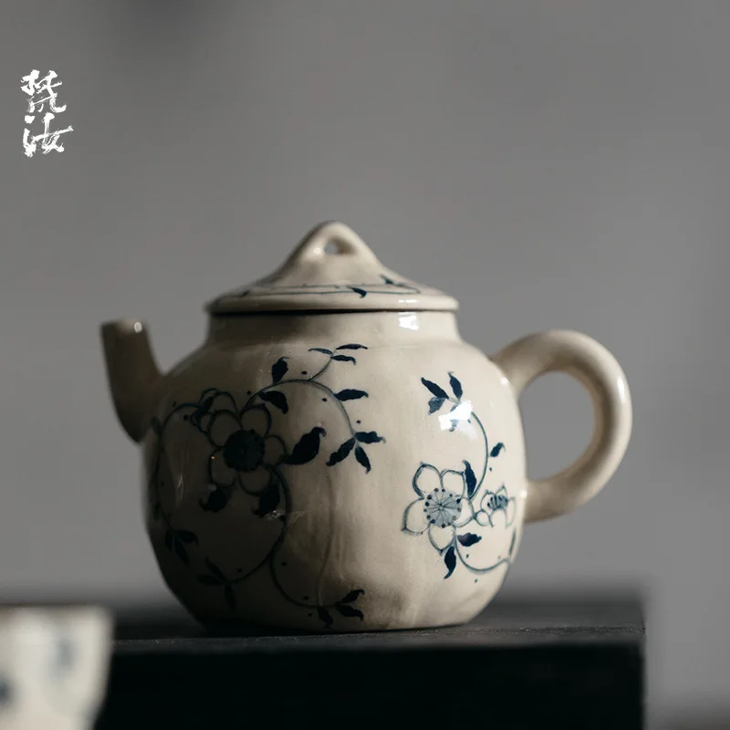 Fanyu Jingdezhen Sunflower Pattern Purely Hand-Painted Boyong Teapot Single Pot Ceramic Household Tea Art Handheld Teapot