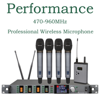 X4 Professional Stage True Diversity Wireless Microphone System 4-Channel UHF Wireless Microphone Handheld Lavalier MIC