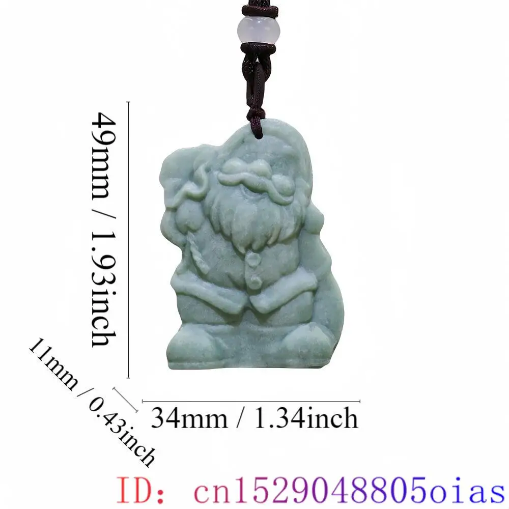 Natural Real Jade Santa Claus Pendant Necklace Chinese Talismans Carved Jewelry Vintage Stone Luxury Charm Gemstones Fashion